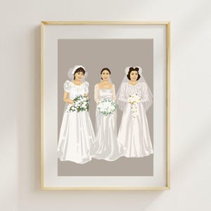 Custom Mother and Bride Portrait Mother of the Bride Gift Watercolor Wedding Artwork Generational Bride Mom Grandmother Keepsake Digital Art