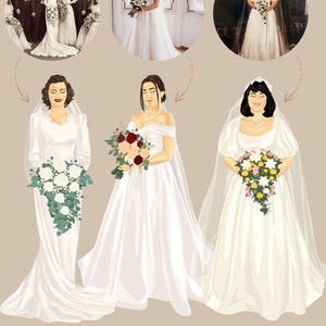 Custom Generational Wedding Portrait, Mother of the Bride Gift, Digital Illustration, Bridal Portrait with Mom and Grandmother image 7