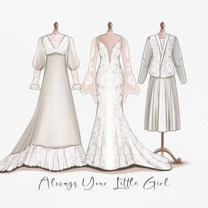Mother of the Bride Personalized Gift from Bride Mother in Law Wedding Gift 3 Generations Wedding Dress Drawing Digital
