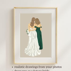 Regalo per la madre della sposa, disegno personalizzato da foto, regalo di nozze unico da parte della sposa, illustrazione madre-figlia, DOWNLOAD DIGITALE