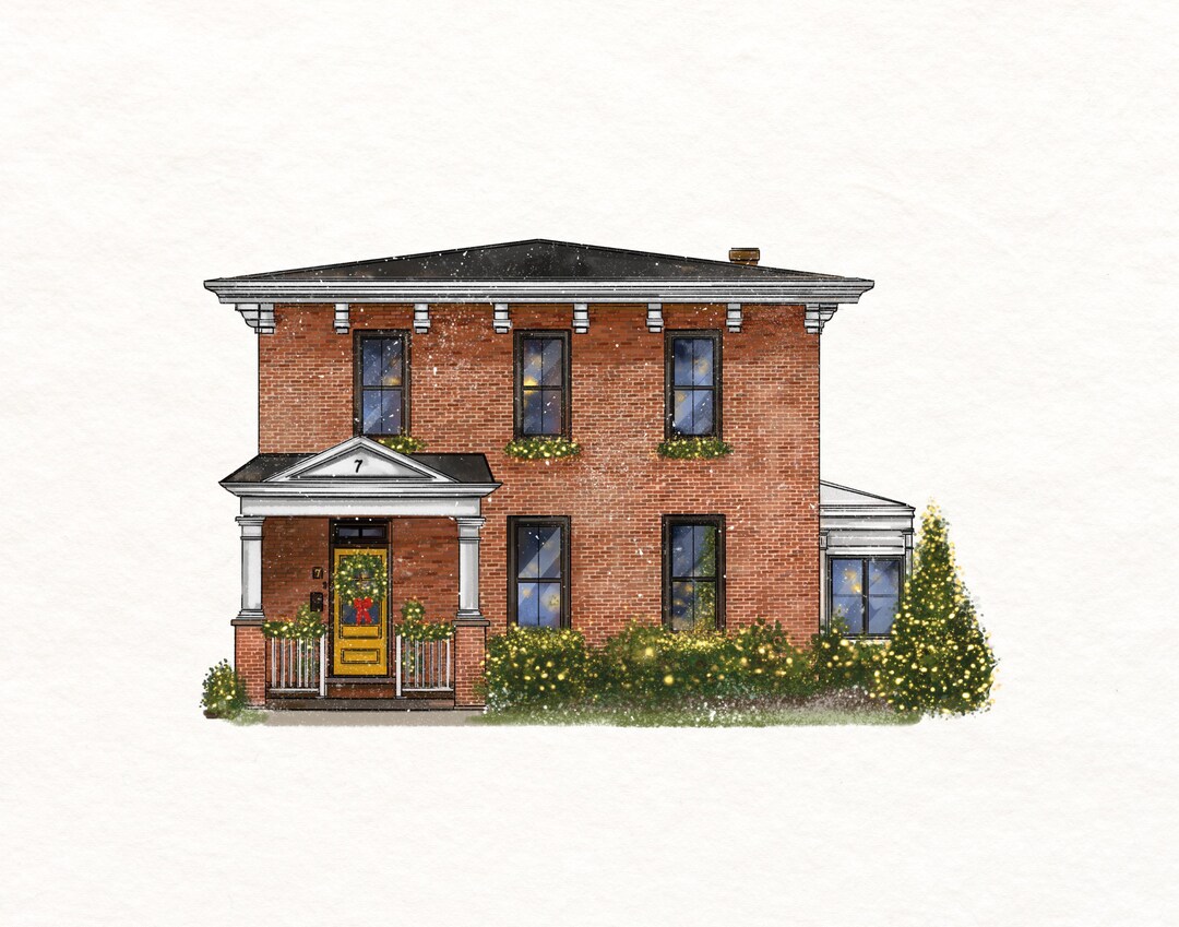 Custom Watercolor House Portrait: Christmas Gift for In-laws (digital ...