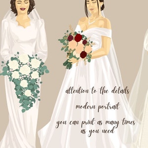 Custom Generational Wedding Portrait, Mother of the Bride Gift, Digital Illustration, Bridal Portrait with Mom and Grandmother image 8