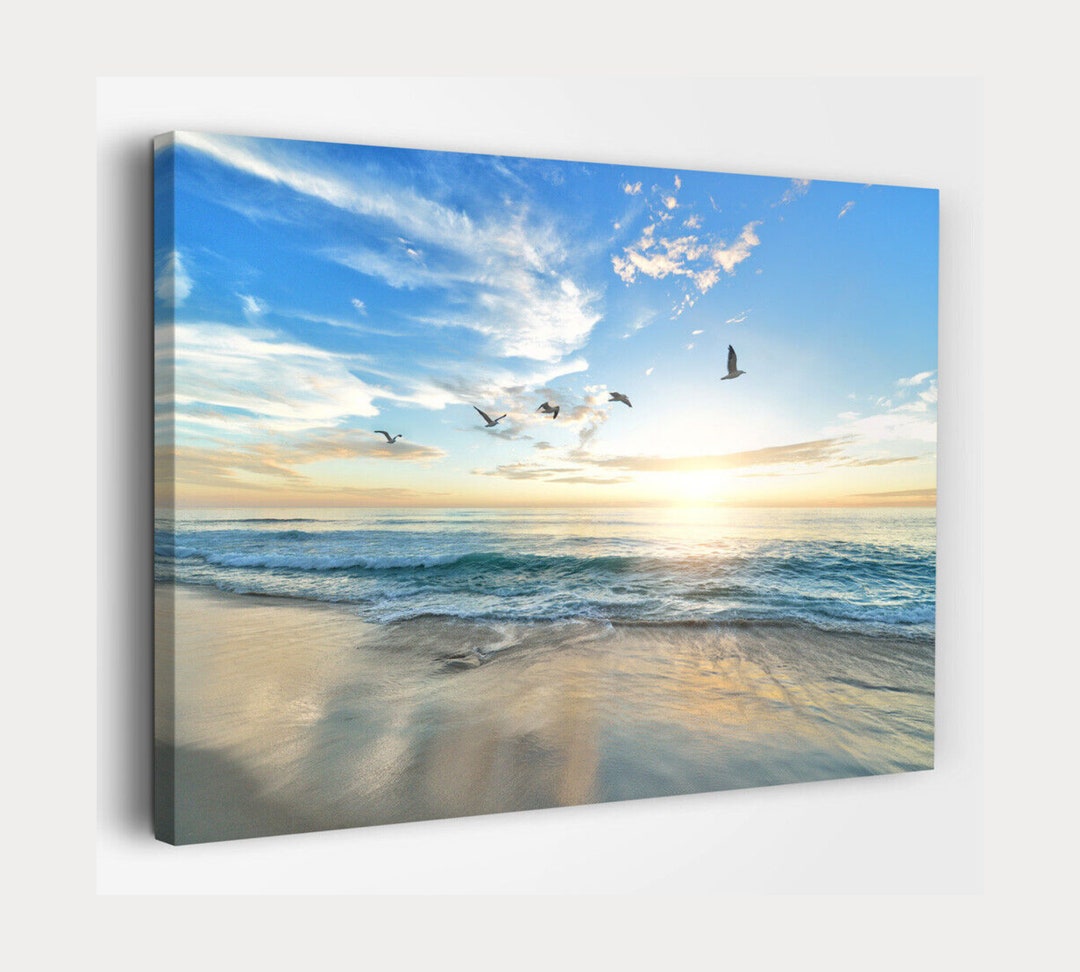 Beach Canvas, Beach Art, Beach Wall Art, Beach Decor, Seagulls at