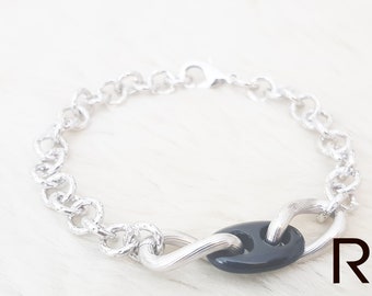 Perfect Daily Wear 100/% Nickel-free Cool Jewellery Handmade Bracelet in the UK Gifts For Men Woman. Onyx 18x11mm Silver Bracelet