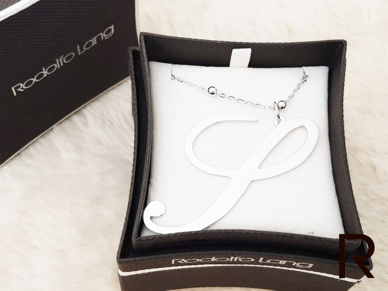 Necklace for Women Large Initial Necklace Large Letter in Silver With Gift Box Gifts For Woman Personalized S. UK Handmade