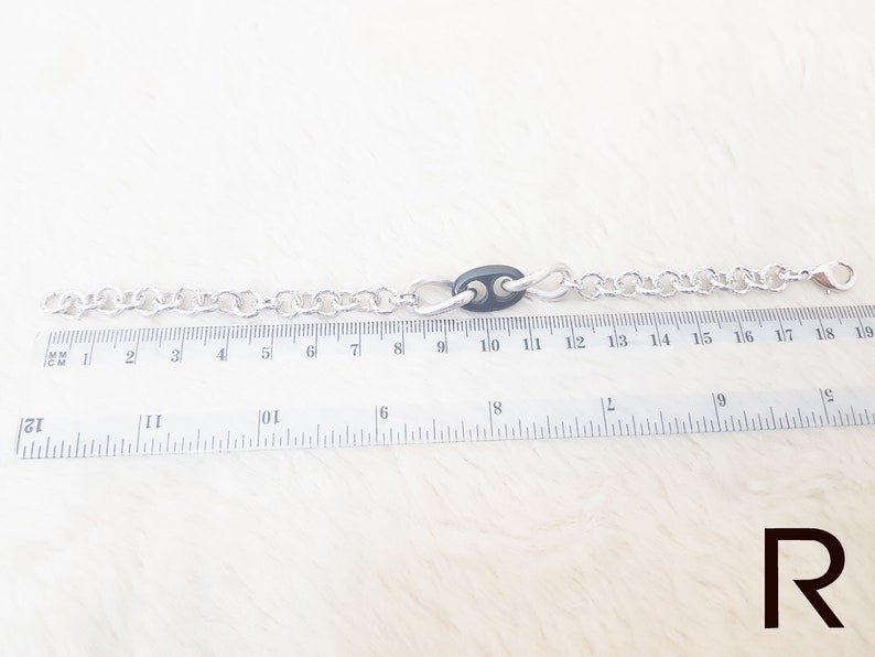 Perfect Daily Wear 100/% Nickel-free Cool Jewellery Handmade Bracelet in the UK Gifts For Men Woman. Onyx 18x11mm Silver Bracelet