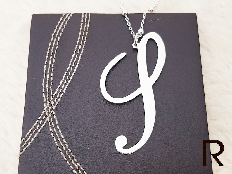 Necklace for Women Large Initial Necklace Large Letter in Silver With Gift Box Gifts For Woman Personalized S. UK Handmade