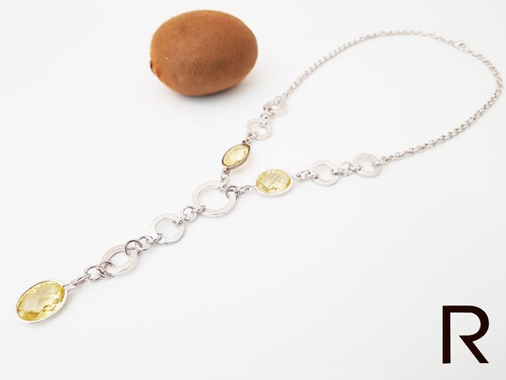 Citrine Gemstone Necklace 14x21mm Rhodium Plated Necklace | Etsy
