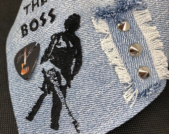 Embroidered The Boss Dog Bandana Dog Neckwear, Adjustable, Custom Made Bandana, Bespoke, Luxury Bandana