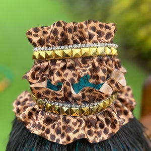 Leopard print dog collar, pet collar, gifts for pets, satin dog collar, choker adjustable collar. Roarrr image 3
