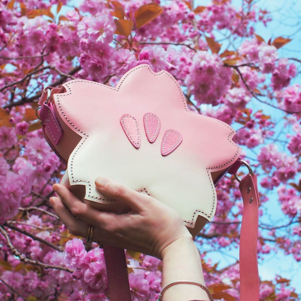 Animal Crossing Inspired - Cherry Blossom Pochette Kit - Maak je eigen - Craft Kit - Leathercraft - Lederen Tas