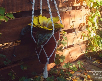 Macrame Plant Pot Leather Handbag - Unusual gift - Unique Hanging Planter Sunflower Bag