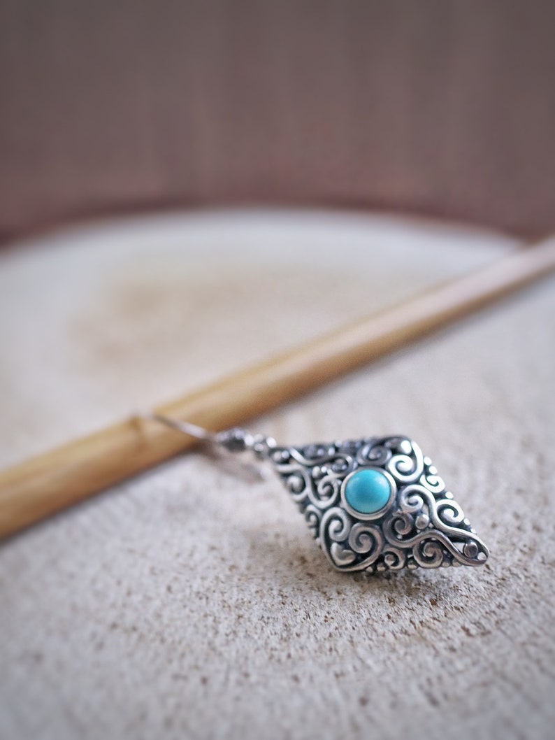 Silver turquoise earrings,double sided fashionable unique vintage design