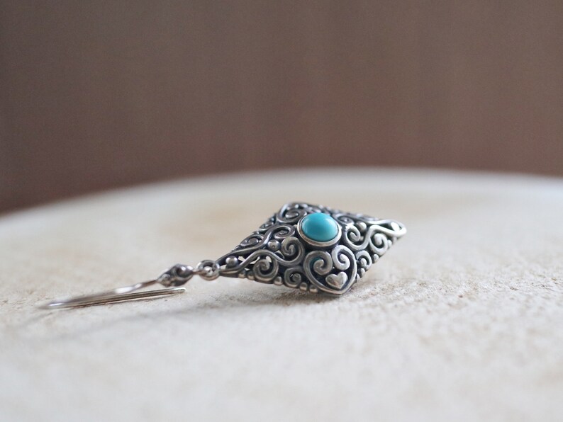 Silver turquoise earrings,double sided fashionable unique vintage design