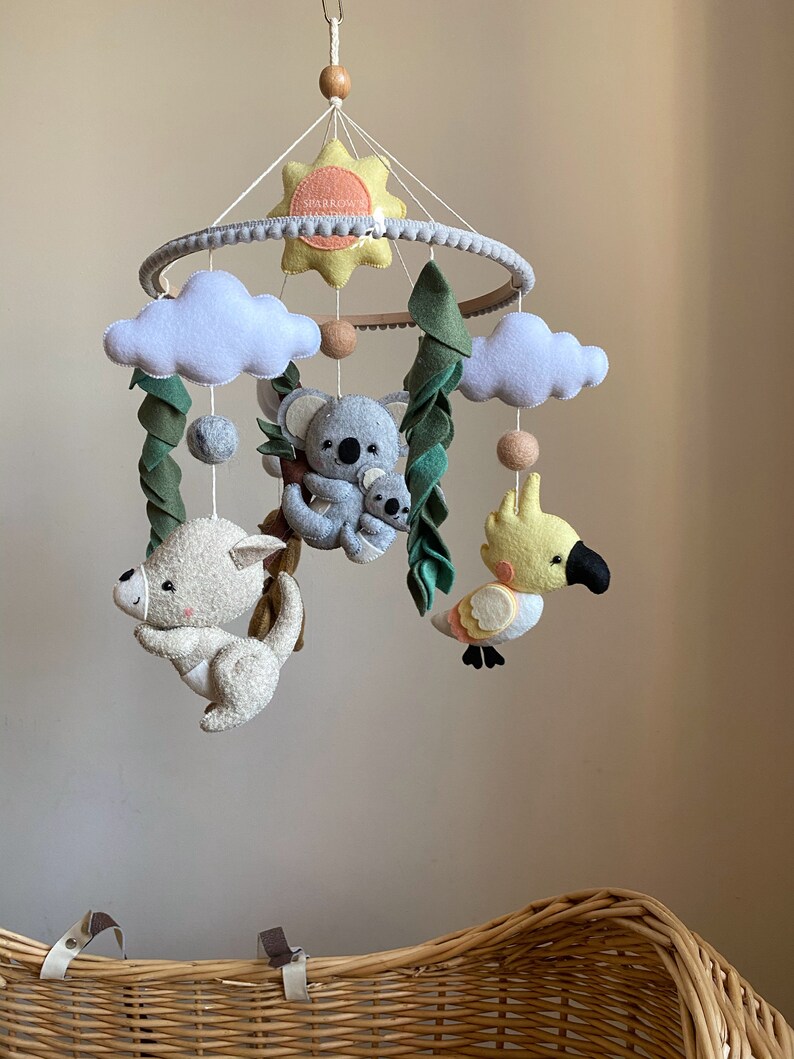 Koala baby mobile Australian animals mobile nature nursery decor bird crib mobile girl unisex mobile eco baby toys newborn gift