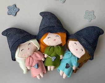 Small witch dolls Cute fairy doll Felt ornaments Witch gift for girl