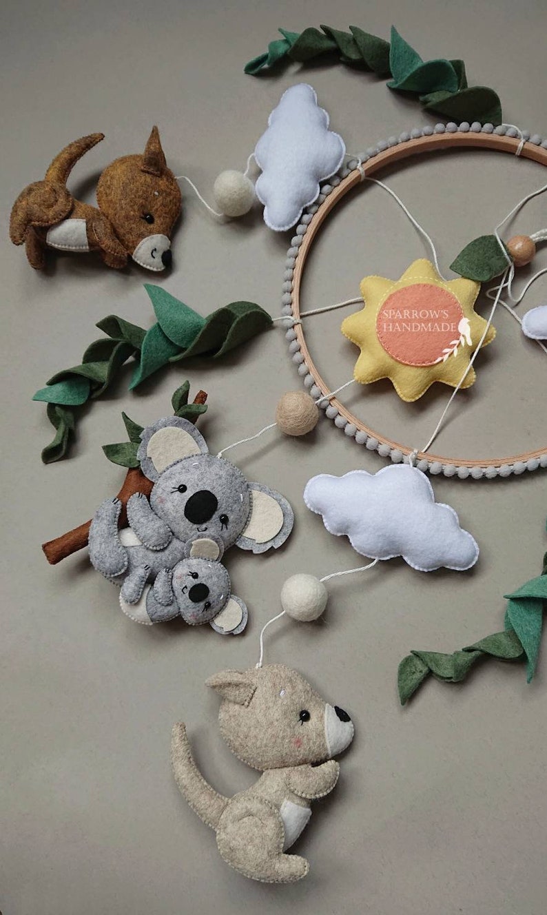 Koala baby mobile Australian animals mobile nature nursery decor bird crib mobile girl unisex mobile eco baby toys newborn gift