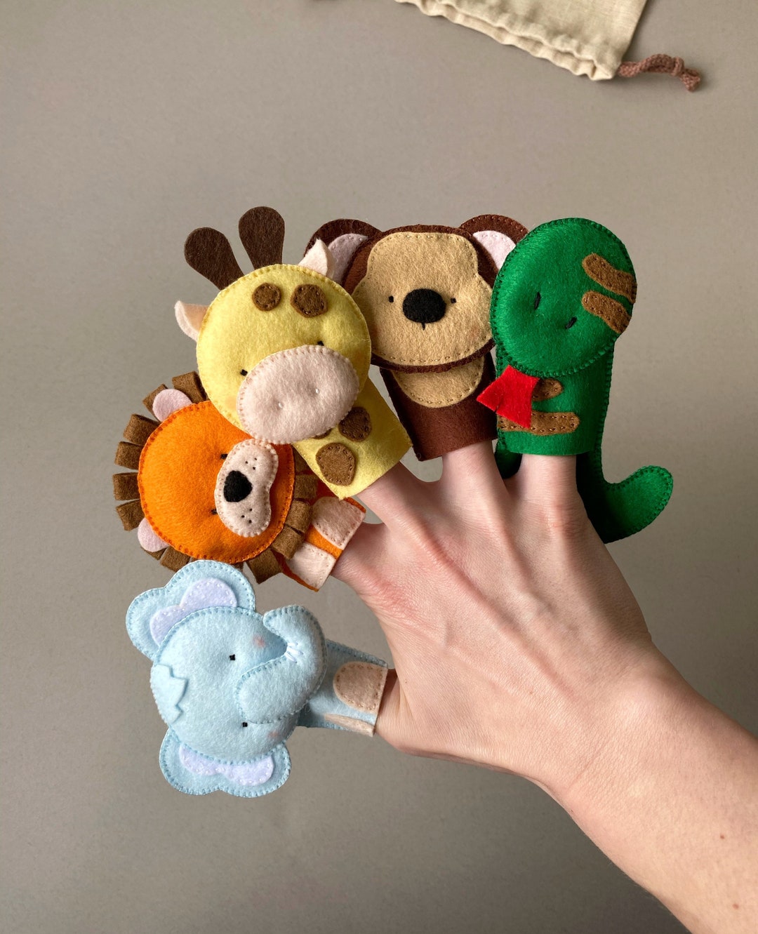 Finger Puppet Set Safari Animals Puppets Animals Puppets Etsy