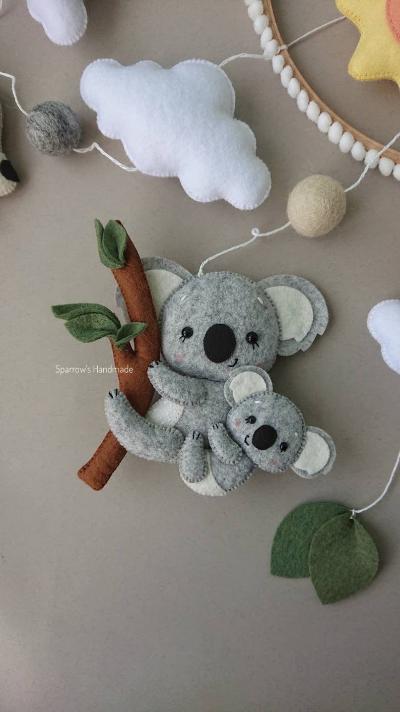Koala baby mobile Australian animals mobile nature nursery decor bird crib mobile girl unisex mobile eco baby toys newborn gift