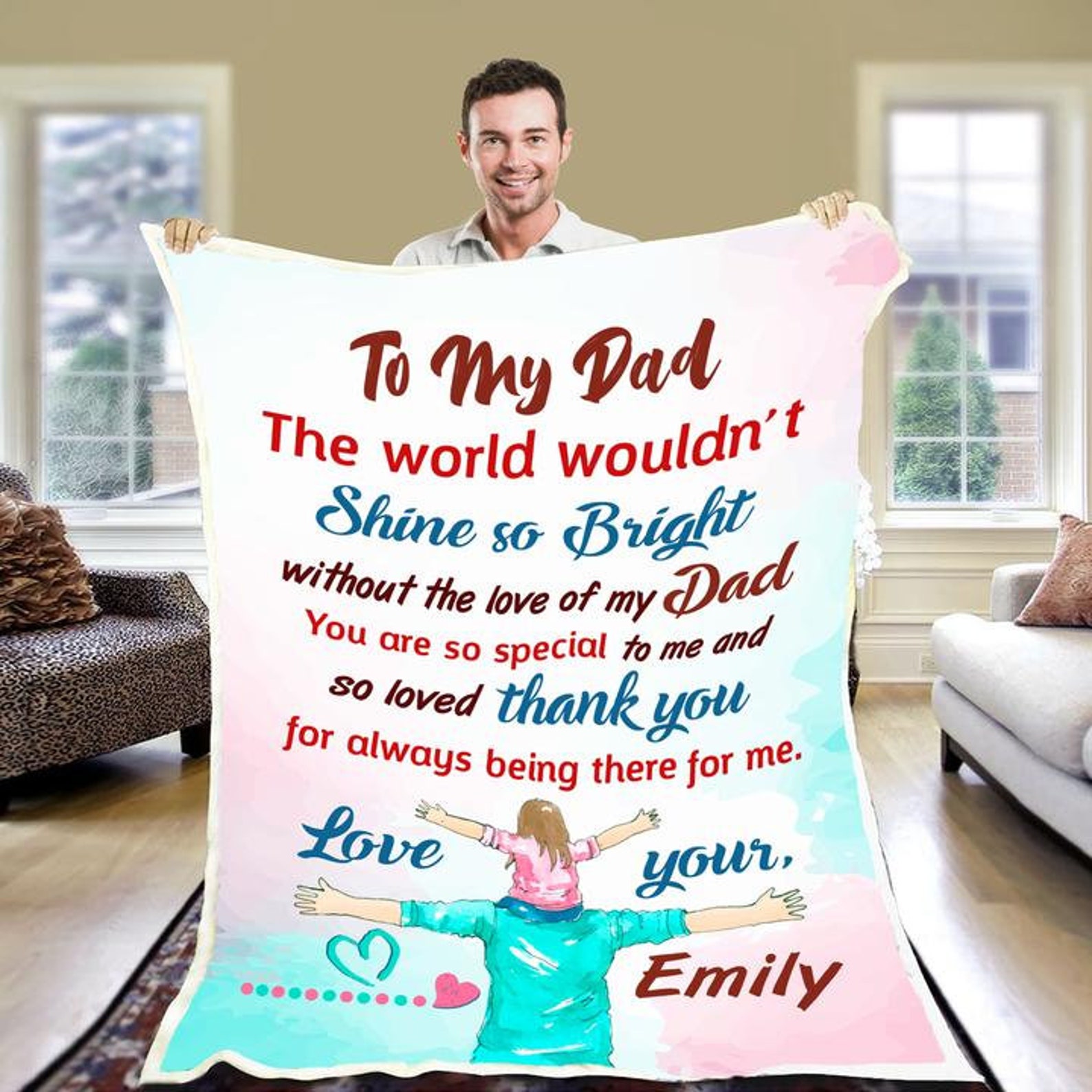 Personalized Blanket for Father From Children Personalized Etsy