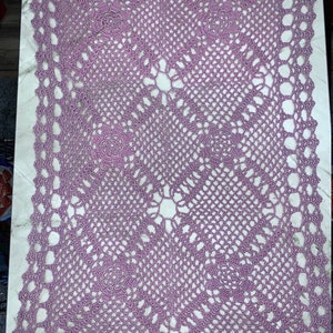 Easter Table Centerpiece, Crocheted Doily, Lilac Lace Doily, Candle Mat, Crocheted Lace Table Runner, Rustic Decor