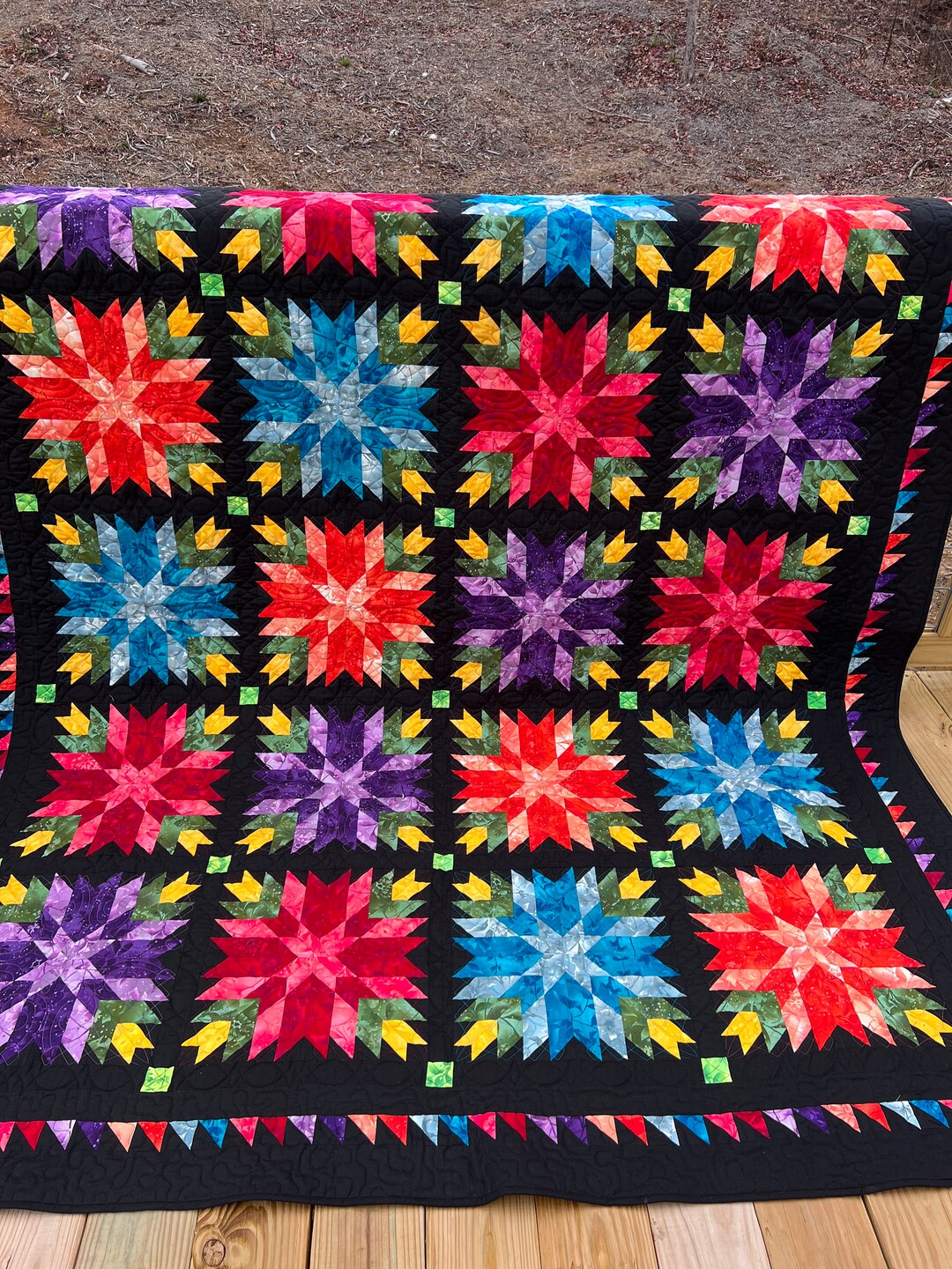 Handmade Colorful Heavy Quilt, Queen Size Quilt, Etsy