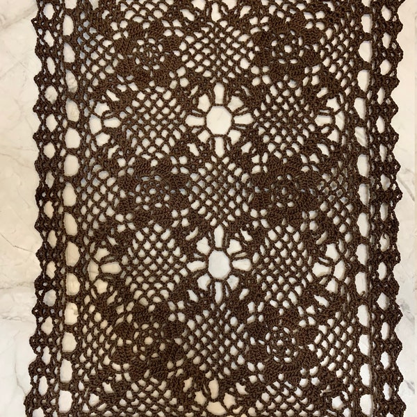 Brown Crocheted Doily, Crocheted Lace Doily, Crocheted Table Runner, Candle Mat, Table Centerpiece, Candle Mat, Hand Crocheted Doily