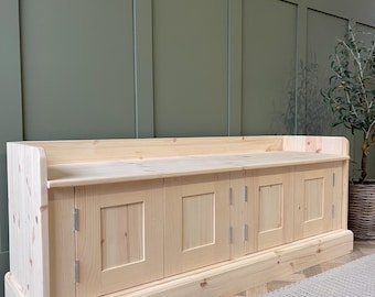 Unpainted, Backless bench, hallway shoe storage bench, monks bench, window seat, bench with doors.