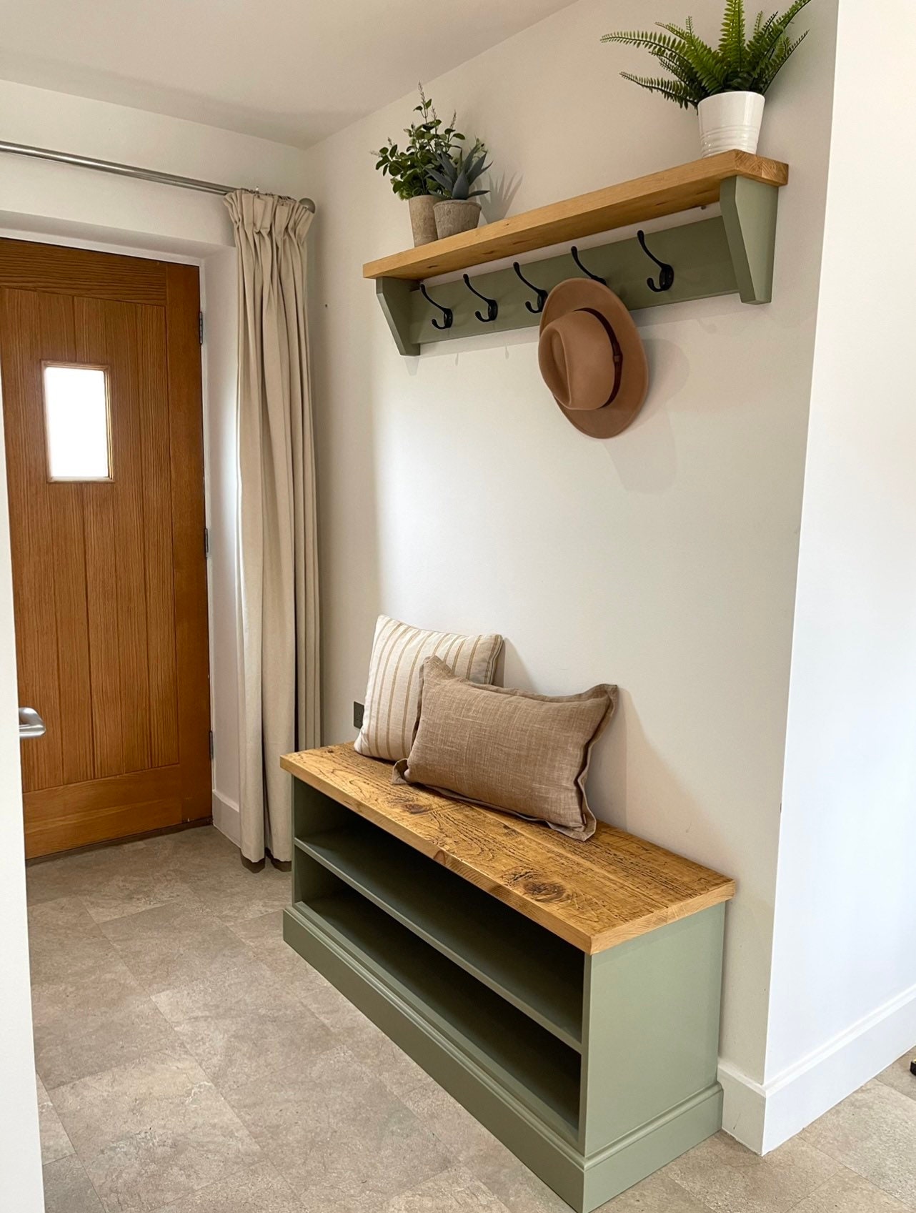 Hall Shoe Storage Bench With Coat Hook Shelf Etsy UK