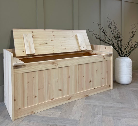 Light wood bench with storage discount