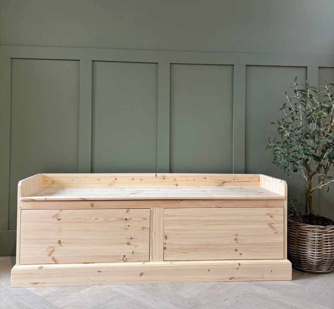 5ft Wide, Unpainted Hall Storage Bench, Shoe Storage Bench, Backless ...