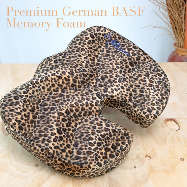 Chair Cushion - Leopard Print | Animal Print - Orthopedic Pillow for Your Office Chair - For Posture and Lower Back Pain