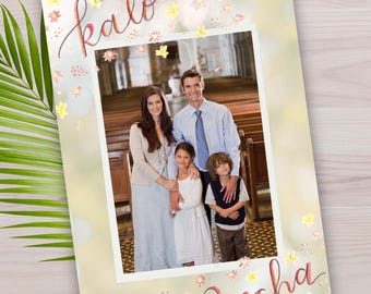 Kalo Pascha - Photo Pascha Greek Easter Card Canva PRO Template Editable