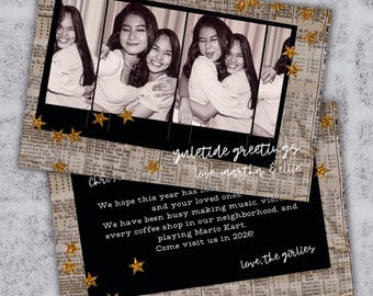 Photobooth Fun - Landscape Photo Holiday Card Canva PRO Template Editable