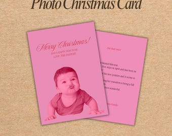 Pink Ink - Photo Christmas Card Canva PRO Template