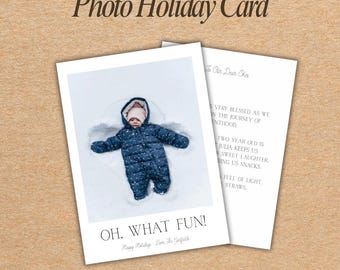 Oh What Fun! - Photo Christmas Card Canva PRO Template Editable