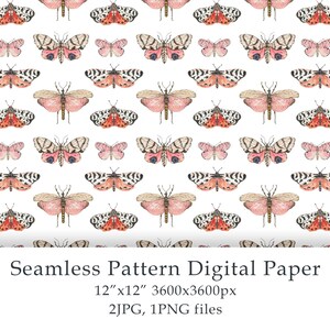Aquarell Schmetterlinge nahtlose Muster Papier Sommer Geburtstag Einladung Scrapbook Insekten Motte Muster Stoff digitale PNG