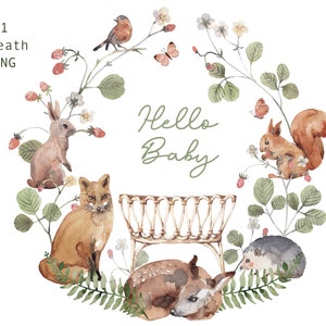Aquarell Baby Kranz Clip Art Rahmen Geburtstag Einladung Clipart Kid es Eco Style Clipart Boho digital png
