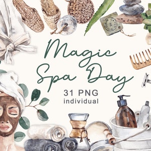 Spa Clipart Aquarell Badezimmer Dinge Clip art Naturkosmetik für Selbstpflege und Gesundheit Zero Waste Bad Set Download Digital PNG