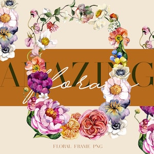 Aquarell Blumenrahmen Florale Clipart mit Rosen rosa Blumen Grün Boho Floral Clipart Hochzeit Einladung Geburtstag Design png