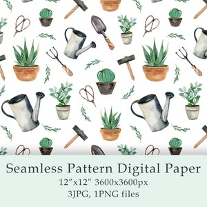 Acuarela cactus decoración patrón sin costuras papel digital tela textil granja decoración jardín diseño floral cumpleaños primavera digital PNG JPG