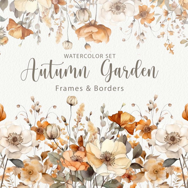 Aquarell Herbst Rahmen & Grenzen Clipart Herbst Blumen Clip Art Herbst rustikal Herbst Dekor Clipart Gemütlich Herbst Wald Wohnkultur digitale PNG