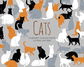 Digital Cats Collection animal Cat Clipart Pet cats clipart Cute clipart Pet hand drawing Cats portrait Birthday png
