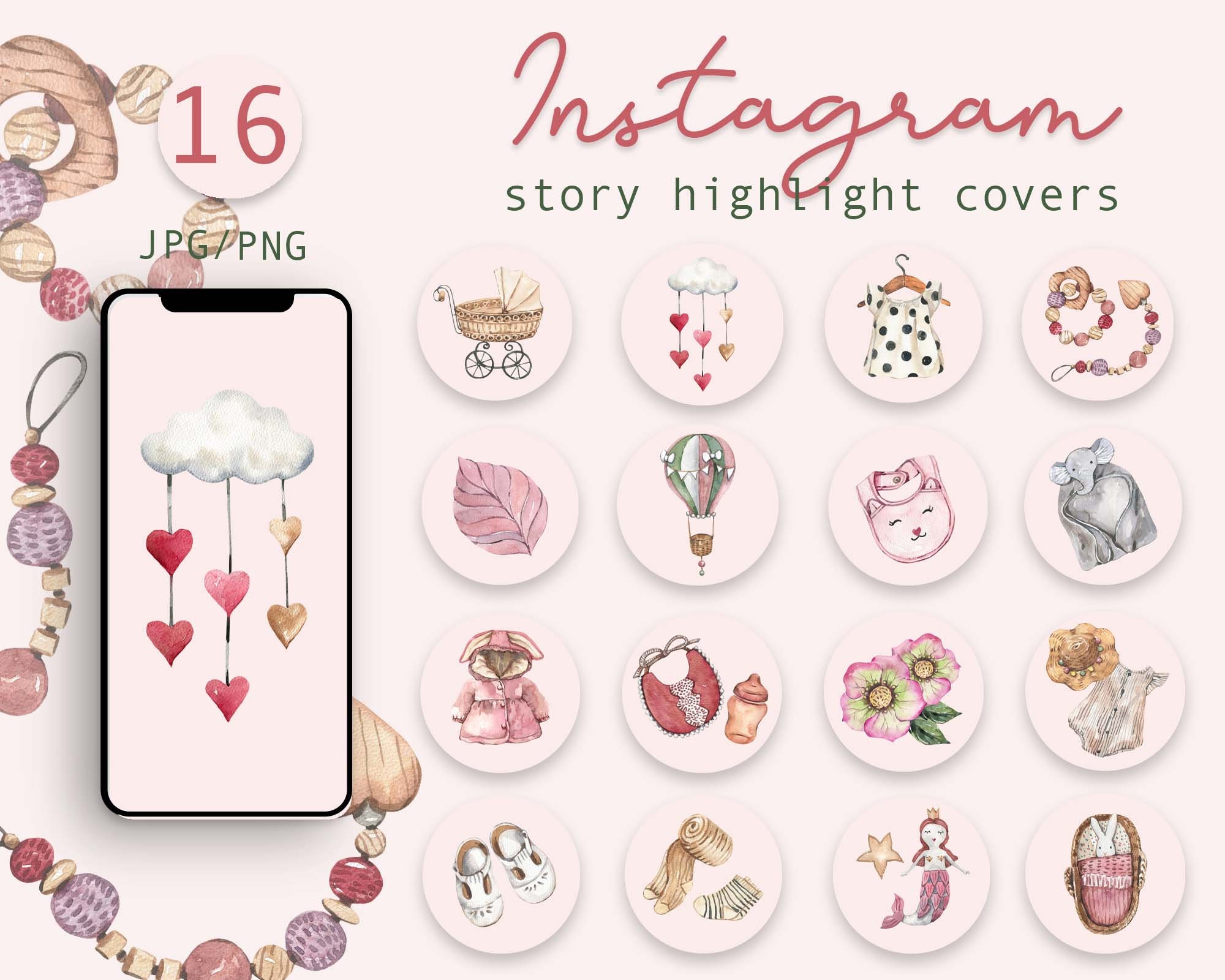 Watercolor Baby Girl Instagram Highlight Icons Watercolor Etsy