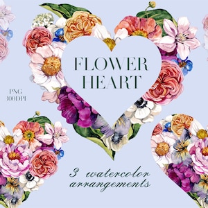 Aquarela Floral Frame Clipart Flores Coração com rosas vegetação floral clip art Convite de casamento Design de cartão de aniversário digital png
