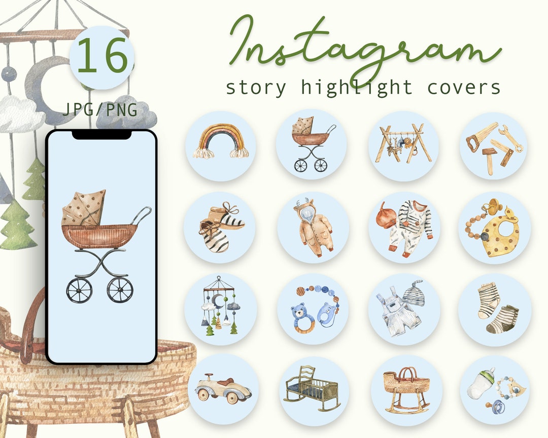 Watercolor Baby Boy Instagram Highlight Icons Watercolor Etsy