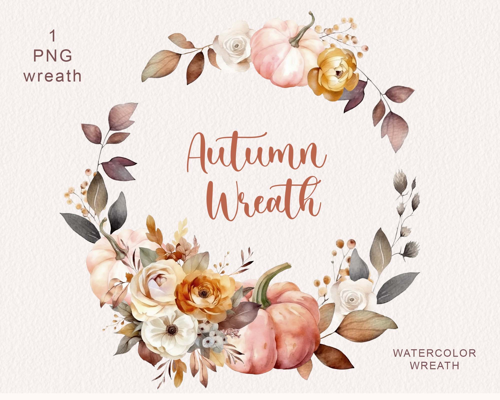 Watercolor Autumn Wreath Watercolour Fall Frame Autumn Flowers Leaves ...