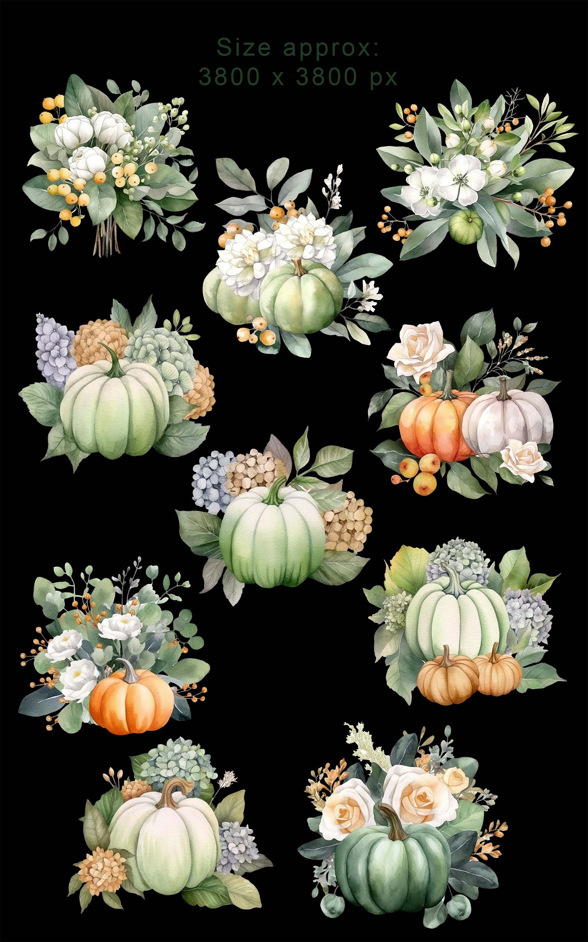 Watercolor Autumn Design Clipart Fall Pumpkins Clip Art Fall Rustic ...