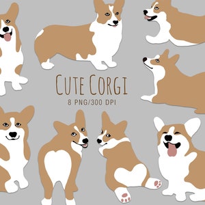 Digitaler niedlicher Corgis Sammlung Tier Hund Clipart Haustier Hunde Clipart niedlicher Clipart Haustier Handzeichnung Hunde portrait Geburtstag png