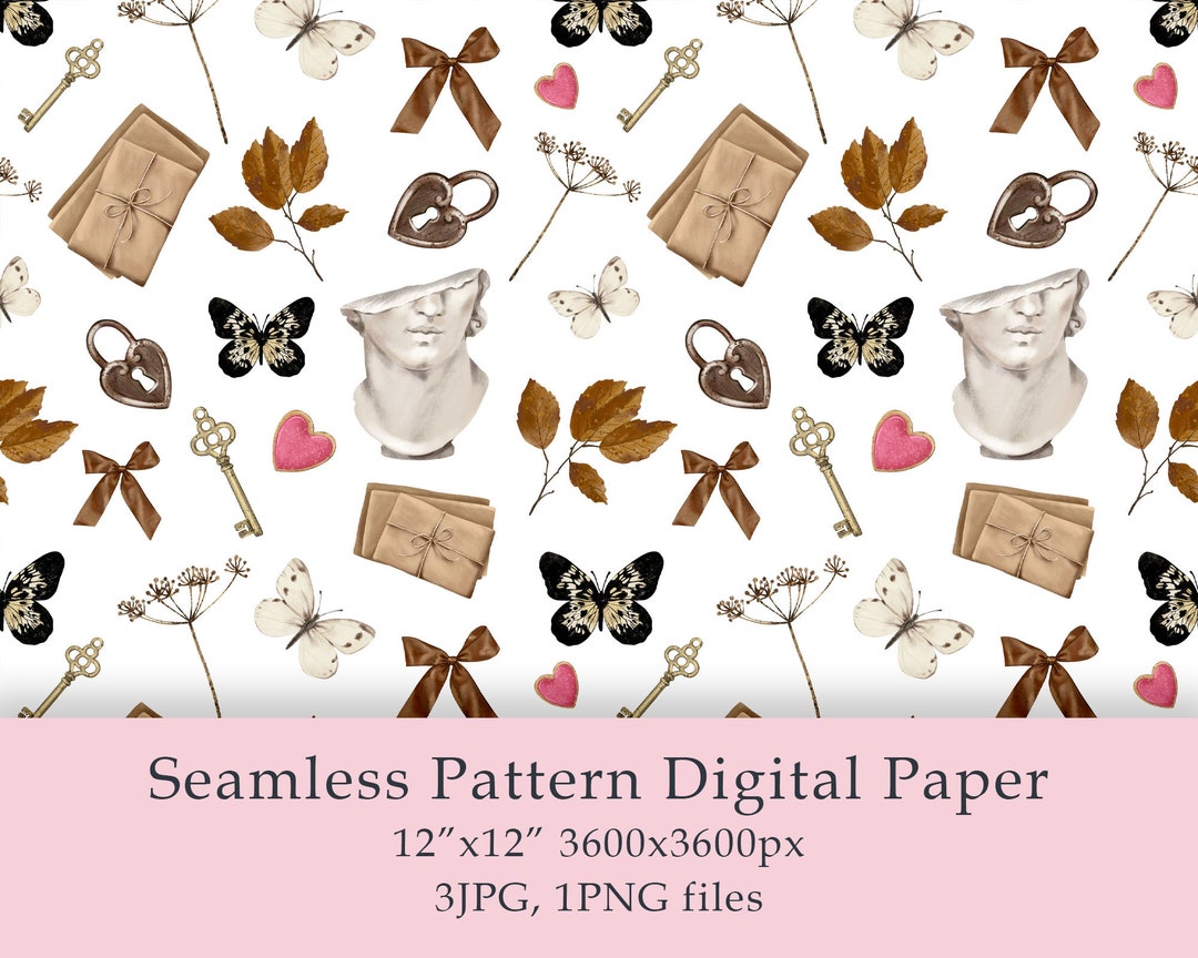 Hand-drawn Valentines Seamless Pattern Digital Paper Fabric Textile ...